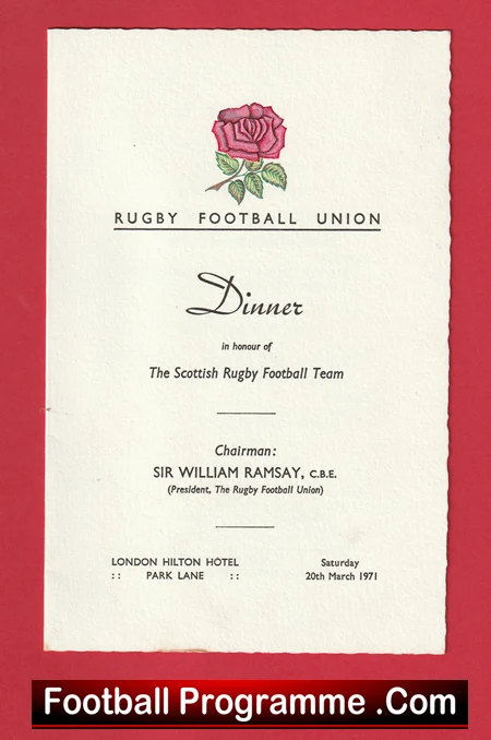Scotland Rugby Football Union Annual Dinner 1971 - Hilton Hotel London - Image 2
