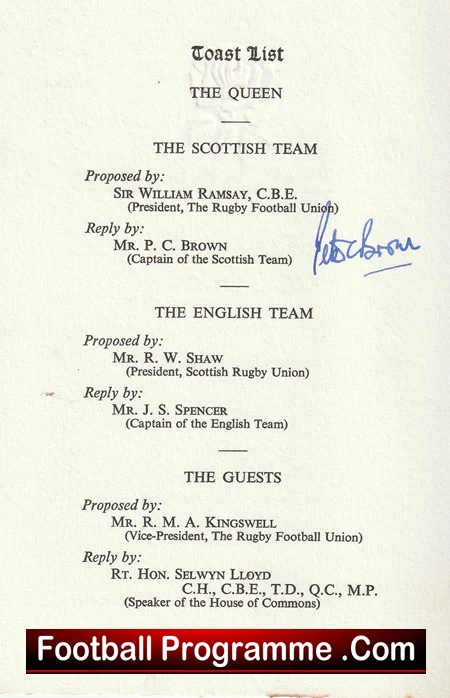Scotland Rugby Football Union Annual Dinner 1971 - Hilton Hotel London - Image 3