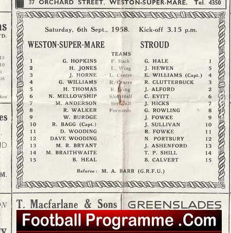 Weston Super Mare Rugby v Stroud 1958 - Image 3