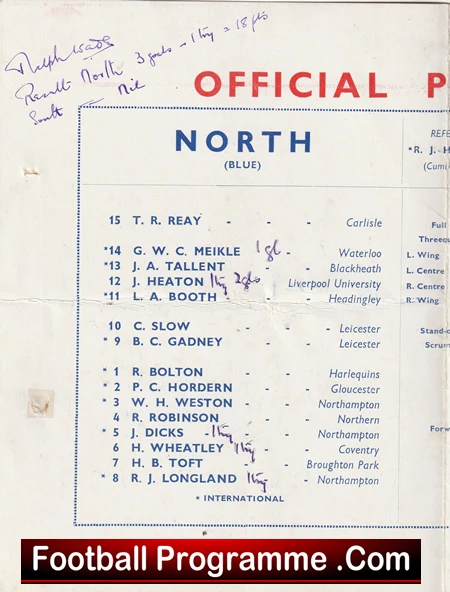 Rugby Union Programme North v South 1934 - Twickenham - Image 3