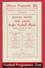 Rugby Union Programme Royal Navy v Army 1930 – Twickenham