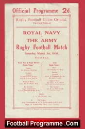 Rugby Union Programme Royal Navy v Army 1930 – Twickenham