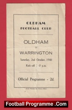 Oldham Rugby v Warrington 1948 - 1940s
