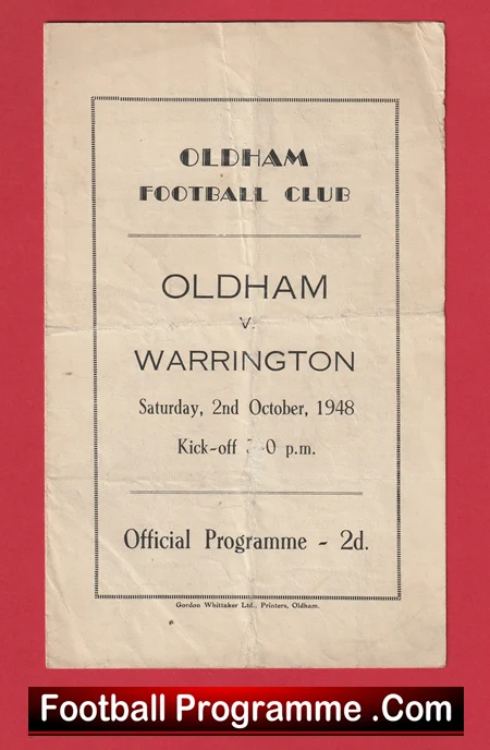Oldham Rugby v Warrington 1948 - 1940s - Image 2