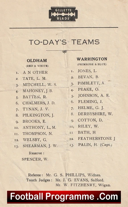 Oldham Rugby v Warrington 1948 - 1940s - Image 3