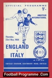 England v Italy 1968 – Amateur International Enfield FC