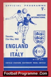 England v Italy 1968 – Amateur International Enfield FC
