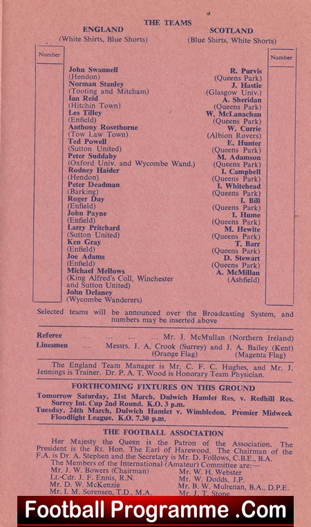 England v Scotland 1970 - Amateur International Dulwich Hamlet - Image 3