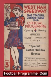 West Ham Speedway Open Meeting 1934 – 1930s Speedway Programme