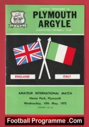England v Italy 1972 – Amateur International Plymouth