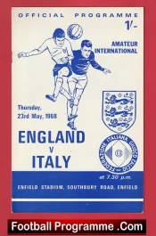 England v Italy 1968 – Amateur International Enfield FC