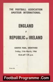 England v Ireland 1966 – Amateur Intenational Brentford
