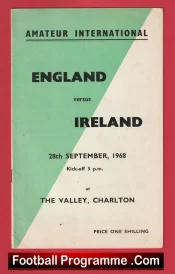 England v Ireland 1968 – Amateur Intenational Charlton Athletic