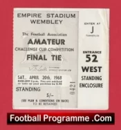 Leytonstone v Chesham United 1968 – Amateur Cup Final Wembley Ticket
