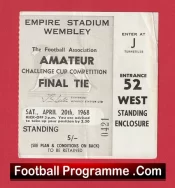 Leytonstone v Chesham United 1968 – Amateur Cup Final Wembley Ticket