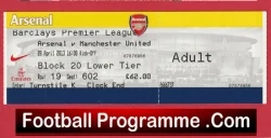 Arsenal v Manchester United 2013 - Football Ticket - football memorabilia