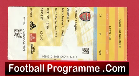 Arsenal v Manchester United 2013 - Match Ticket - Image 2