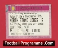 Aston Villa v Manchester United 2000 – Match Ticket