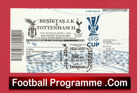 Besiktas BJK v Tottenham Hotspur 2006 - Ticket Turkey - Image 2