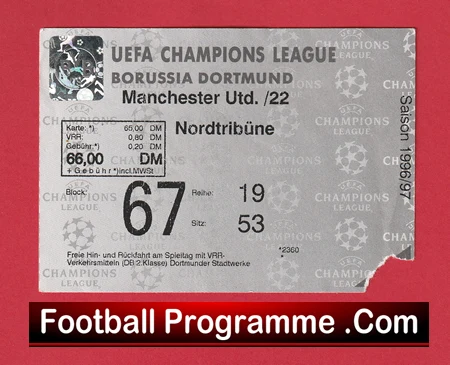 Borussia Dortmund v Manchester United 1997 - Football Ticket Germany - Image 2