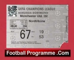 Borussia Dortmund v Manchester United 1997 - Football Ticket Germany - football memorabilia