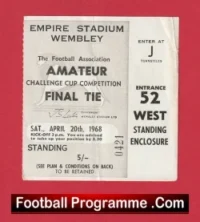 Chesham United v Leytonstone 1968 – Amateur Cup Final Wembley Ticket