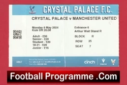 Crystal Palace v Manchester United 2024 - Football Match Ticket - football memorabilia