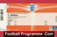 England v Andora 2009 – Football Match Ticket Wembley