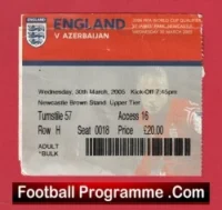 England v Azerbaijan 2005 – Football Match Ticket Newcastle