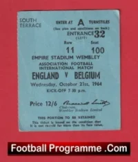 England v Belgium 1964 – Football Match Ticket