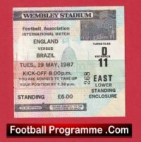 England v Brazil 1987 – Football Match Ticket