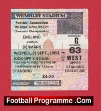 England v Denmark 1983 – Football Match Ticket