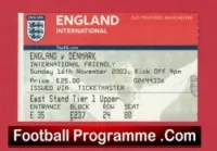 England v Denmark 2003 – Football Match Ticket Man Utd