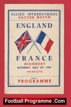England v France 1947 - Allied International at Arsenal - football programme