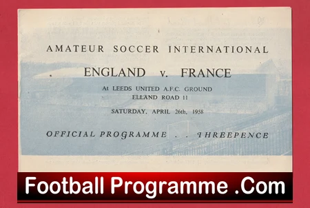 England v France 1958 - Amateur International Leeds United FC - Image 2