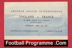England v France 1958 - Amateur International Leeds United FC - football programme