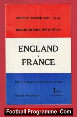 England v France 1969 - European Nations Cup at Enfield FC - football programme
