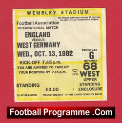 England v Germany 1982 - Football Match Ticket - football memorabilia