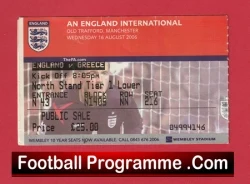 England v Greece 2006 - Football Match Ticket Man Utd - football memorabilia