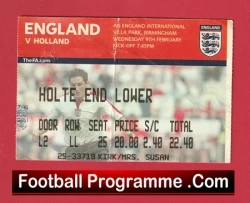 England v Holland 2005 - Football Match Ticket Aston Villa - football memorabilia