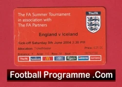 England v Iceland 2004 - Football Ticket - Plastic Card - football memorabilia