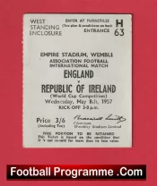 England v Ireland 1957 – Football Match Ticket World Cup Edwards
