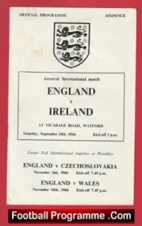 England v Ireland 1966 – Amateur Intenational Watford FC