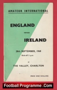 England v Ireland 1968 – Amateur Intenational Charlton Athletic