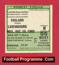 England v Luxembourg 1982 – Football Match Ticket