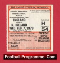 England v Northern Ireland 1979 – Football Match Ticket