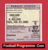 England v Northern Ireland 1982 – Football Match Ticket