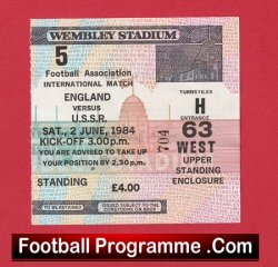 England v Russia 1984 - Football Match Ticket - football memorabilia