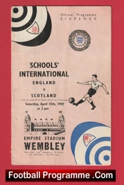 England v Scotland 1950 - Schools Wembley - Ronnie Cope + Johnny Haynes - football programme
