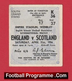 England v Scotland 1956 - Football Match Ticket Wembley - football memorabilia